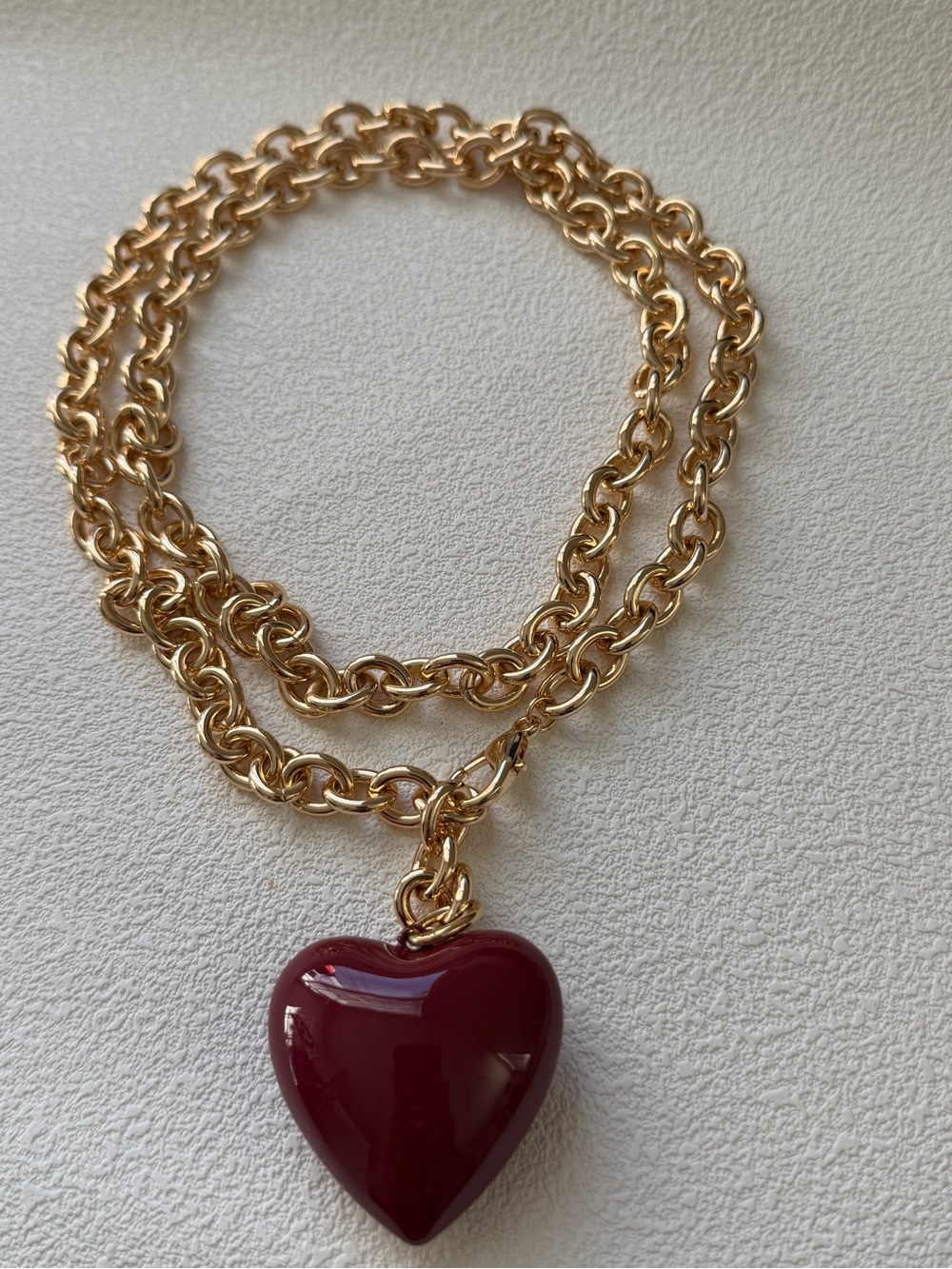NWOT Roxanne Assoulin big puffy heart Gold Chain Necklace - Picture 3 of 7